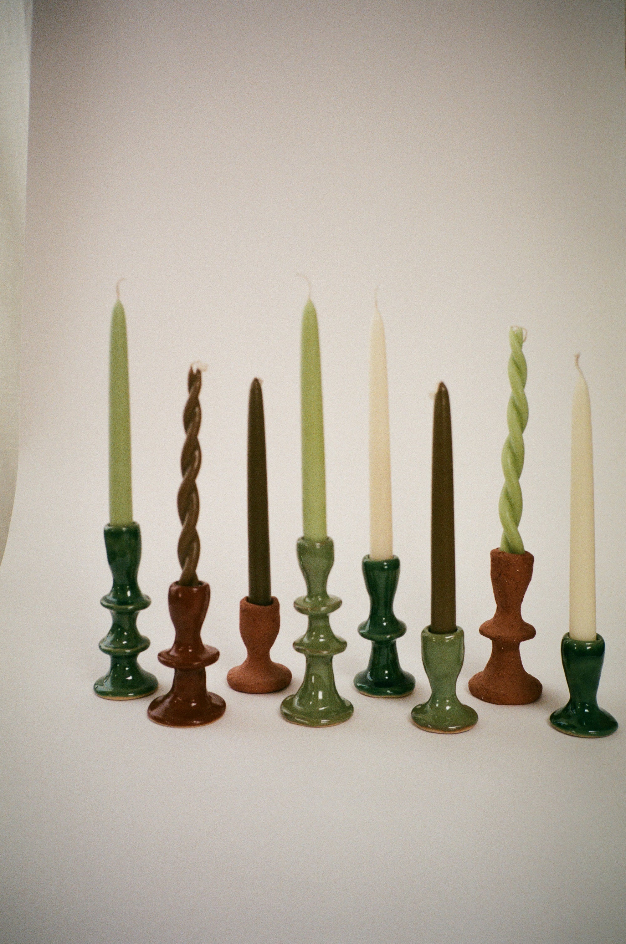 Jade Paton Candle Holders - Bright Green