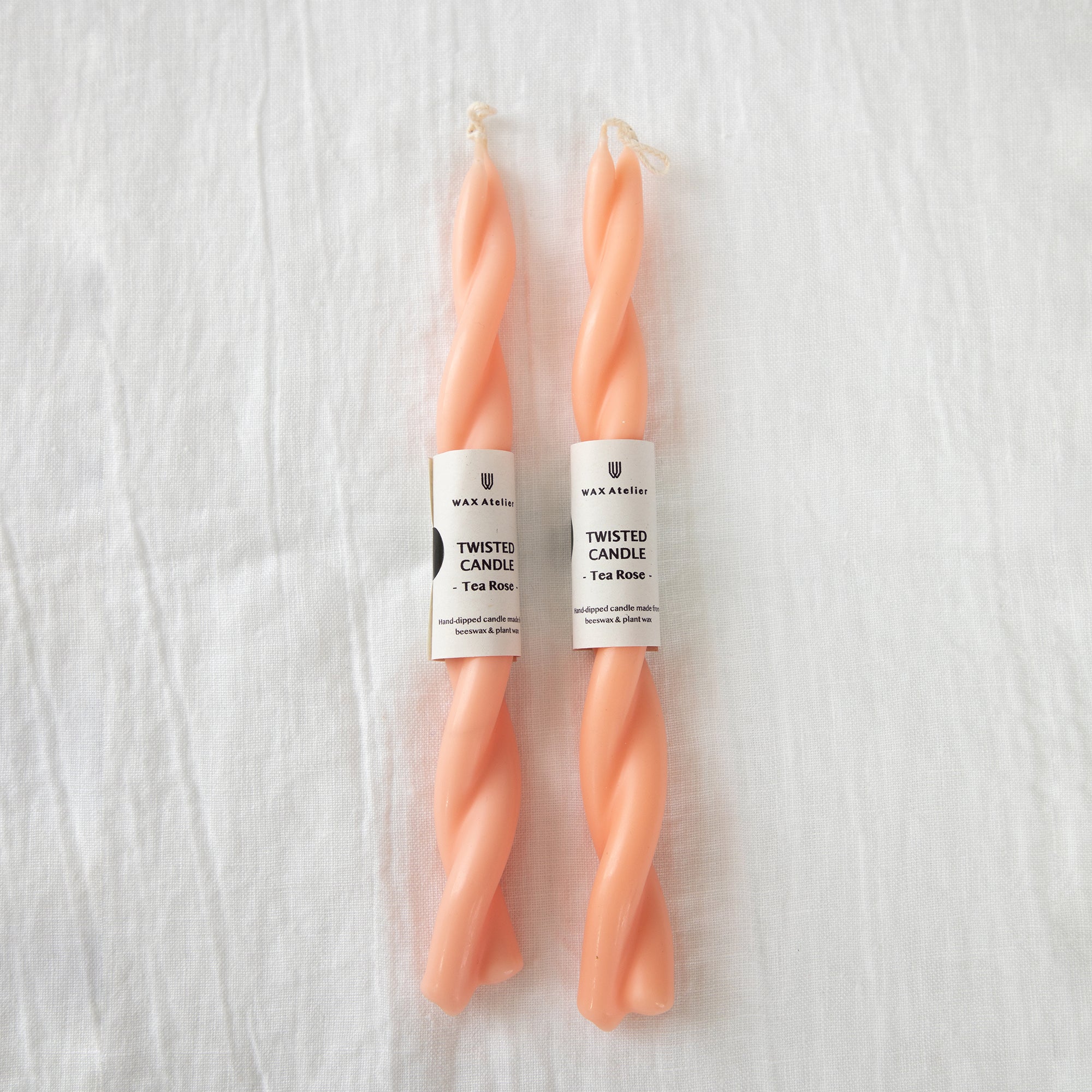 Wax Atelier Twisted Candle Pair - Tea Rose