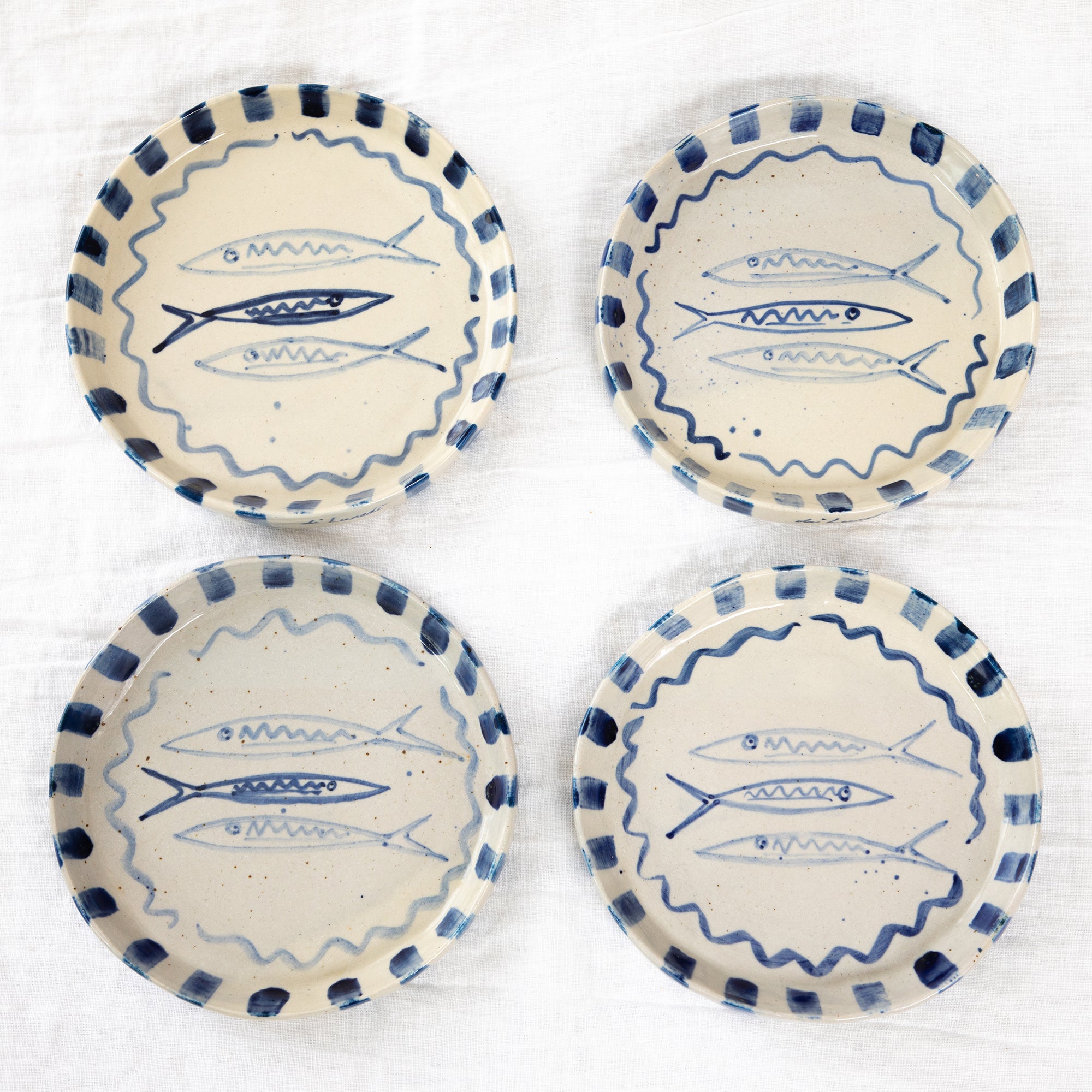 Hand Built Sardine Plate - Mediterranean Blue