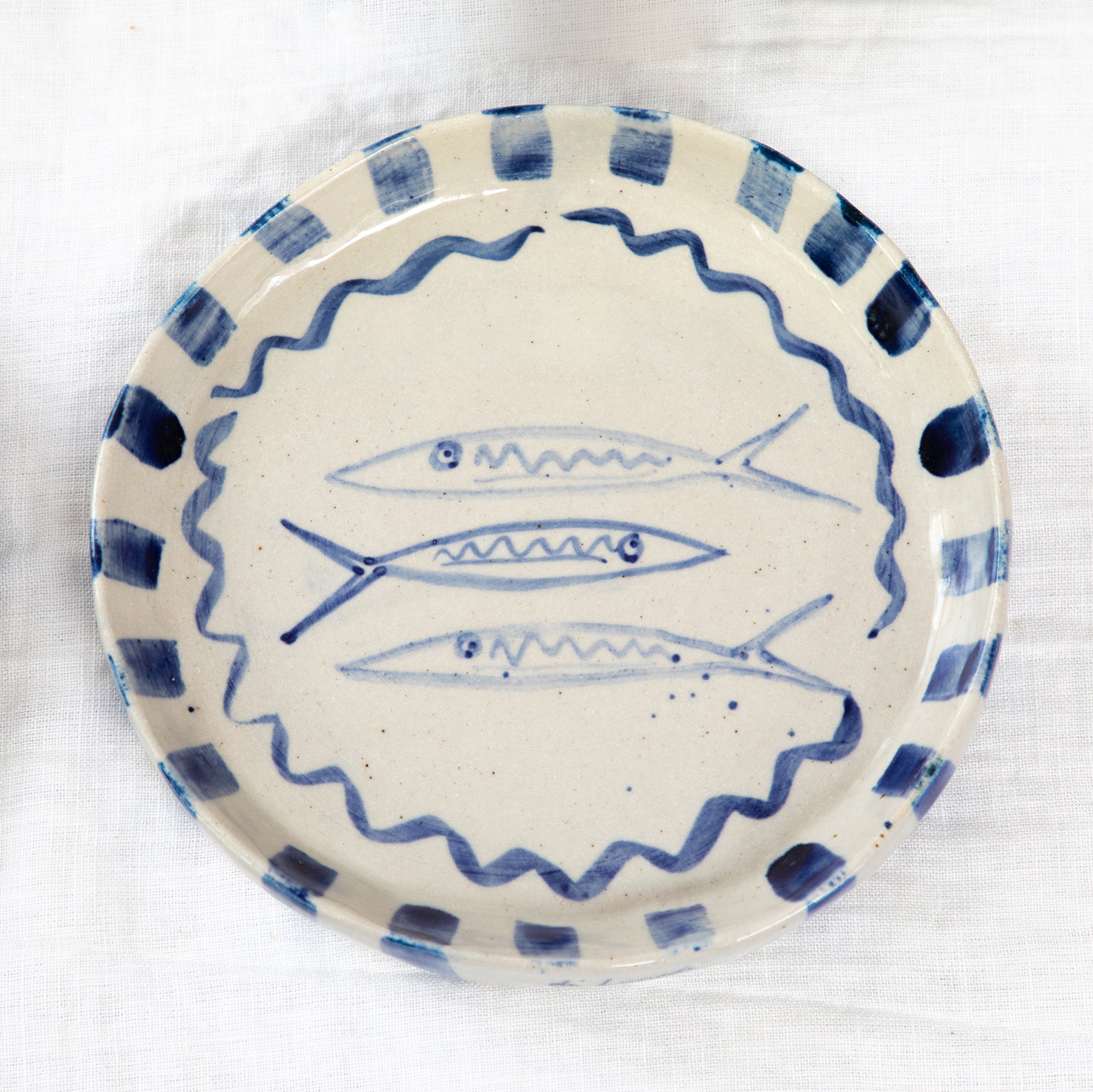 Hand Built Sardine Plate - Mediterranean Blue