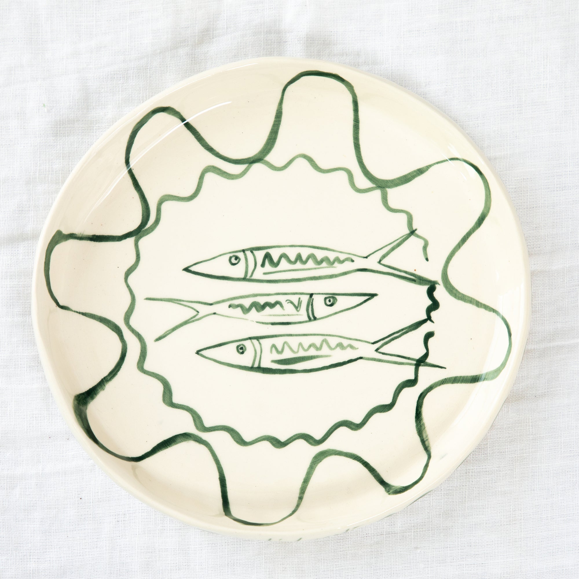 Hand Built Sardine Plate - Italian Green