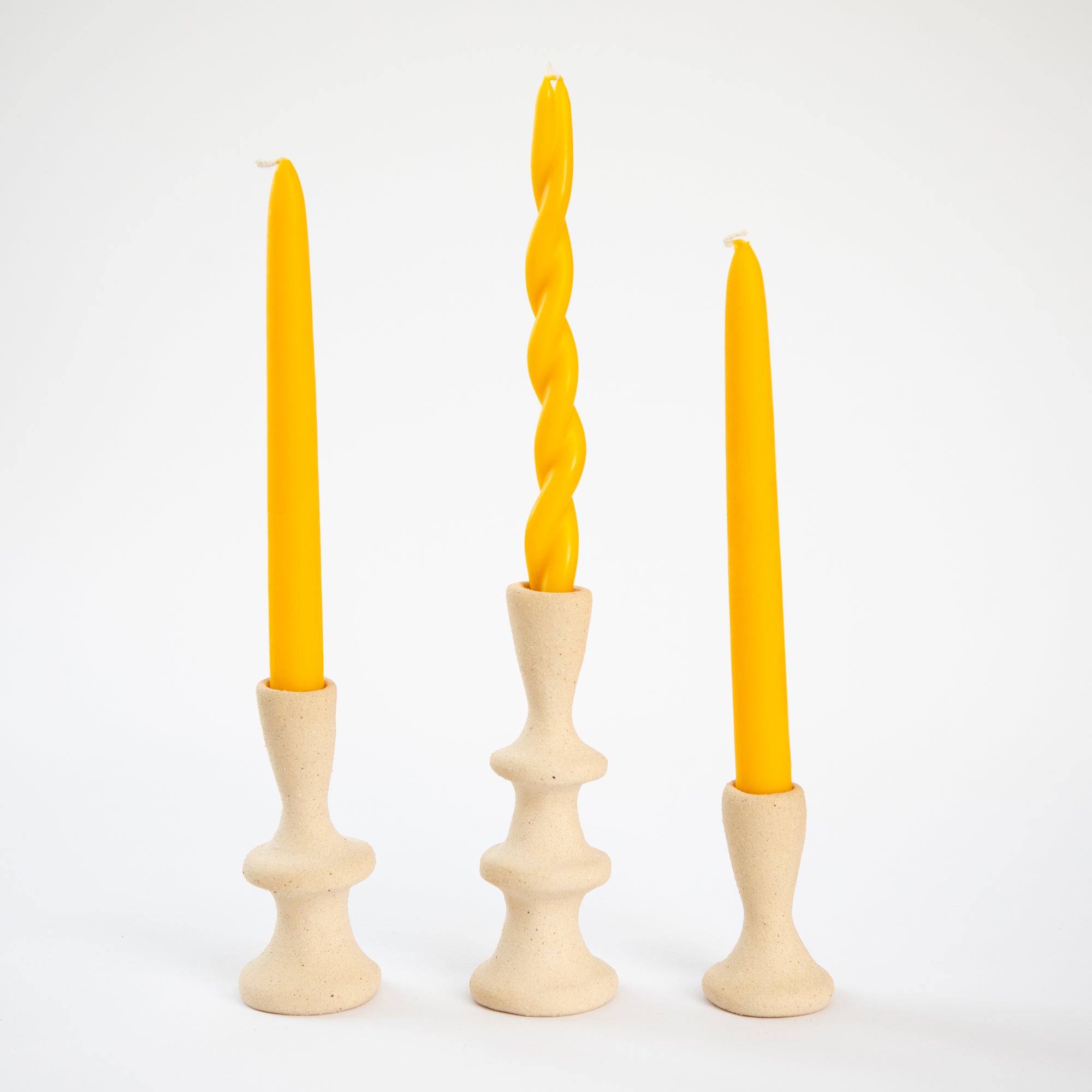 Jade Paton Candle Holders - Light Sand
