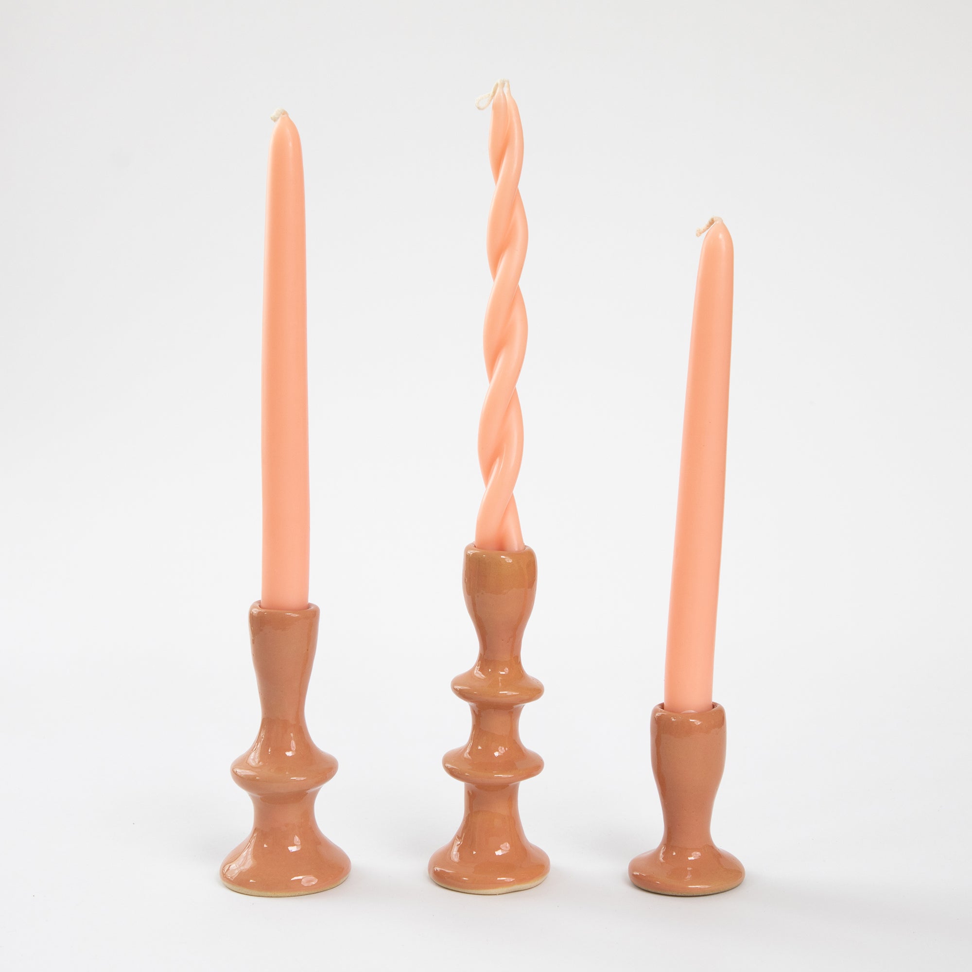 Jade Paton Candle Holders - Peach Pink