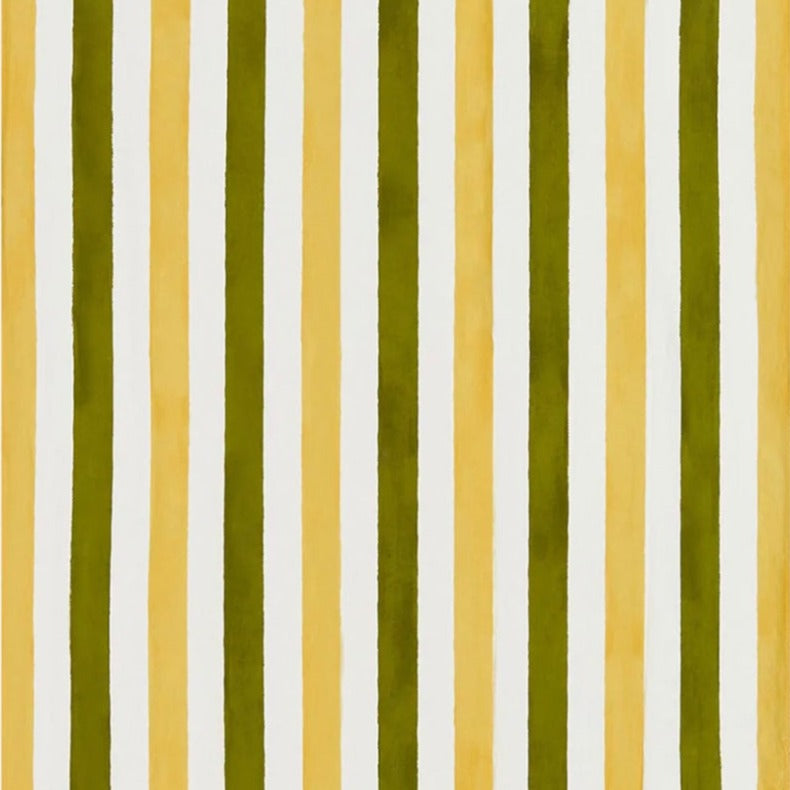 Stripe Linen Tablecloth - Green & Yellow
