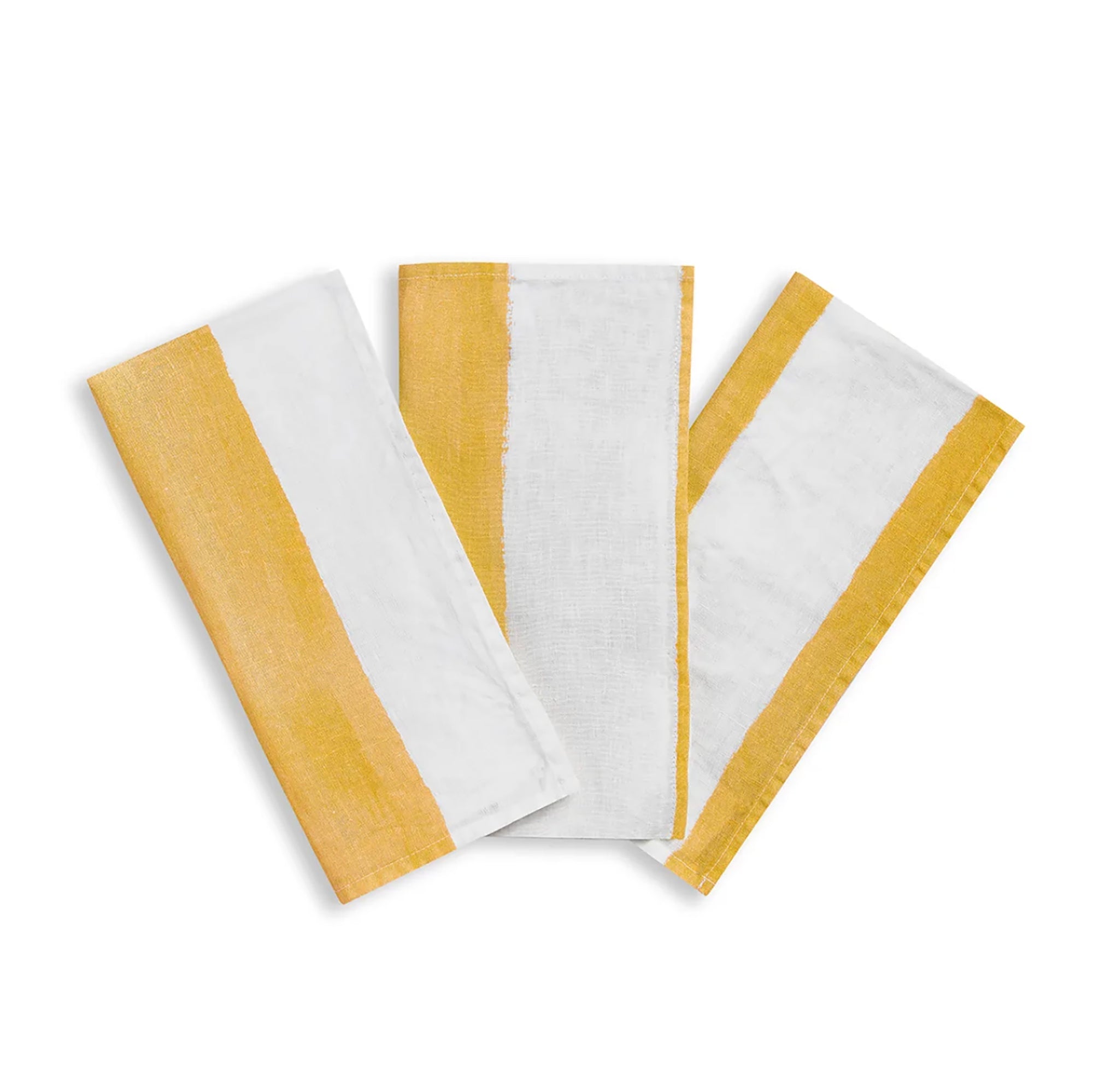 Stripe Linen Napkins - Yellow & White (set of 4)