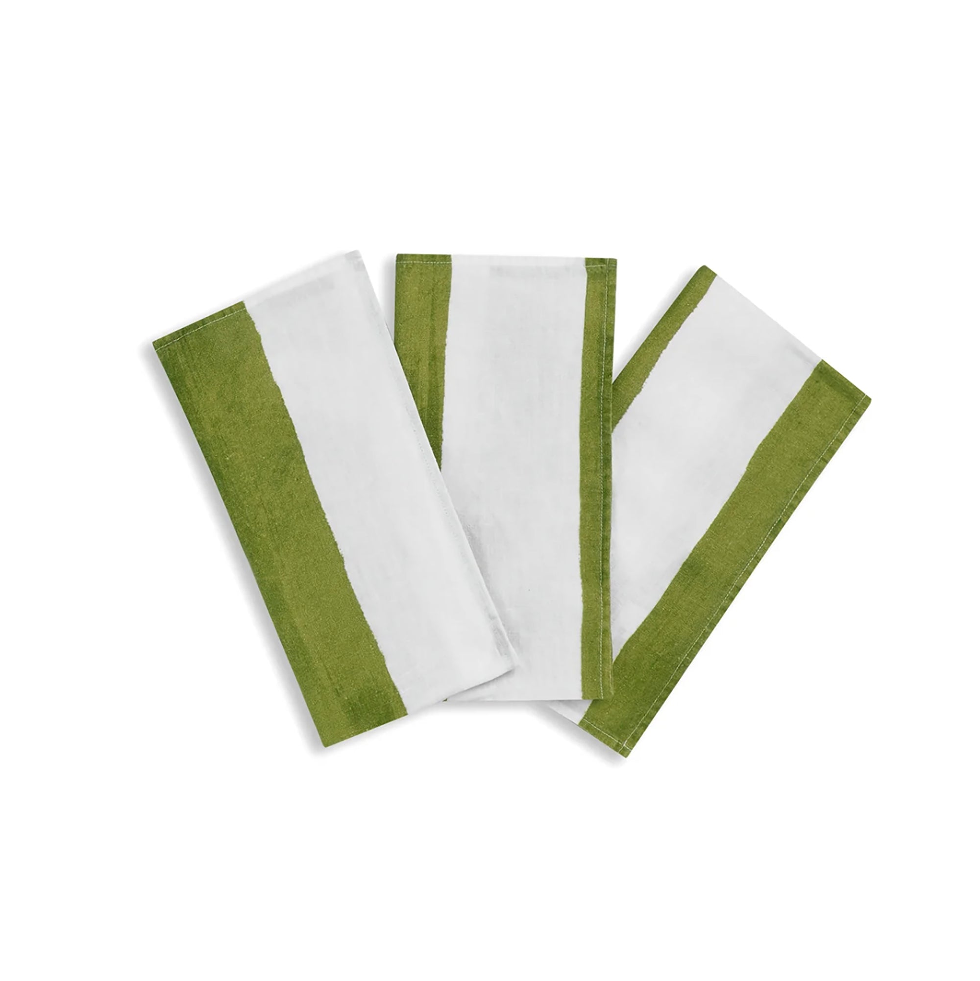 Stripe Linen Napkins - Green & White (set of 4)